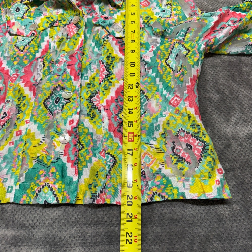 Ruby Rd Petite Tribal Geometric Print Button Front Jacket Multi Color Size 8P - Picture 5 of 6